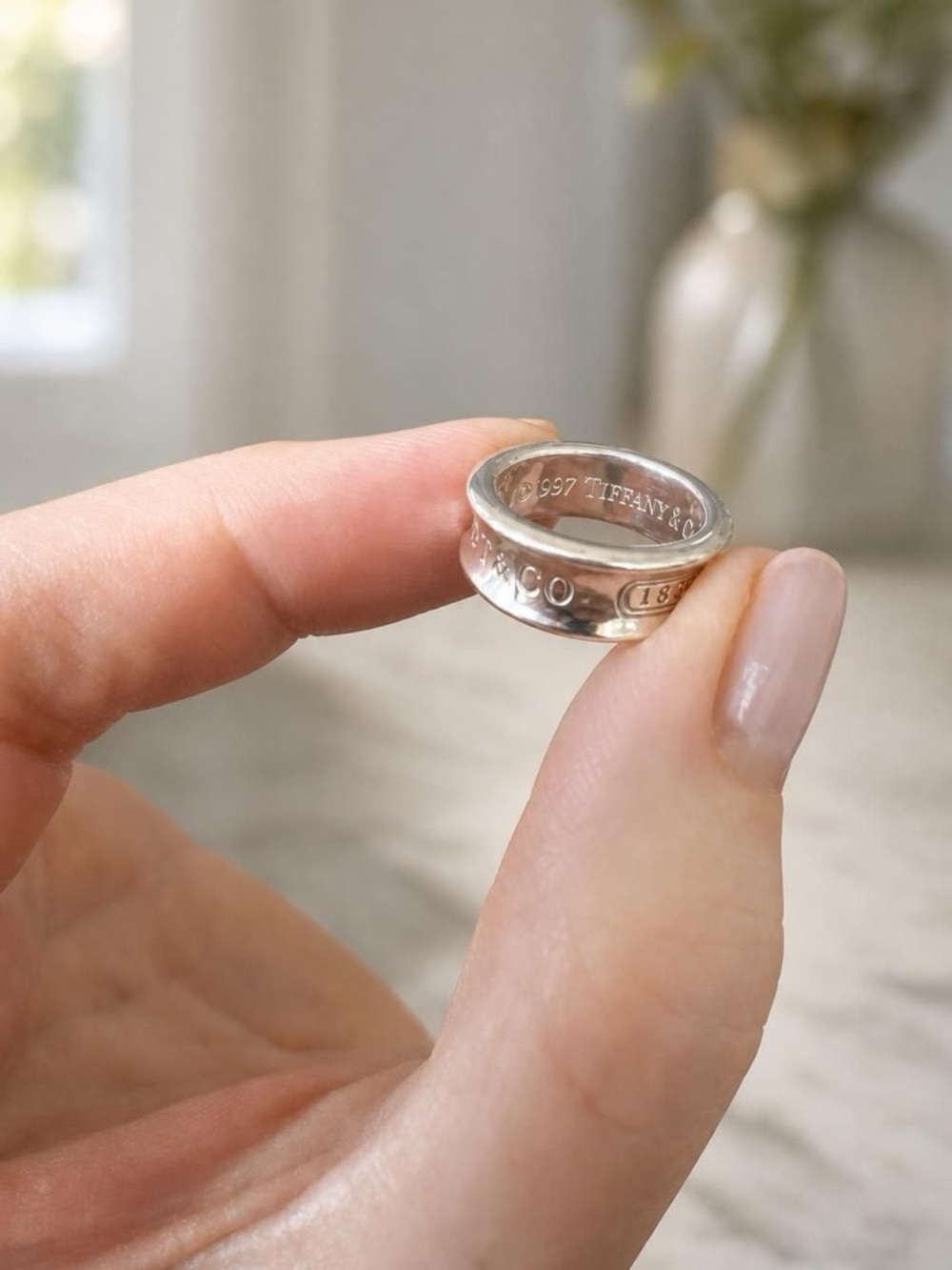 Tiffany & Co. Sterling 1837 Concave Band Ring Estate SZ 4.5